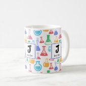 Beakers and Flask Fun Science Pattern Monogram Kaffeetasse (VorderseiteRechts)