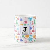 Beakers and Flask Fun Science Pattern Monogram Kaffeetasse (Mittel)