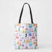 Beakers and Flask Fun Science Pattern Monogram Tasche (Vorderseite)