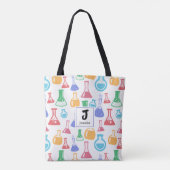 Beakers and Flask Fun Science Pattern Monogram Tasche (Rückseite)