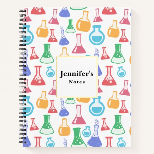 Beakers and Flask Fun Science Pattern Notizblock (Vorderseite)