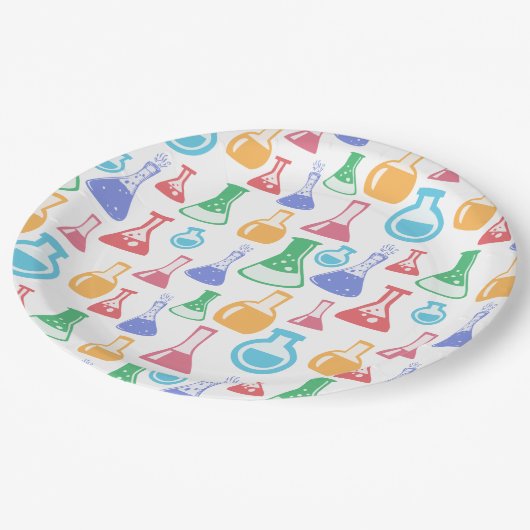 Beakers and Flask Fun Science Pattern Pappteller (Schrägansicht)