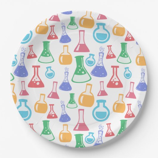 Beakers and Flask Fun Science Pattern Pappteller (Vorderseite)