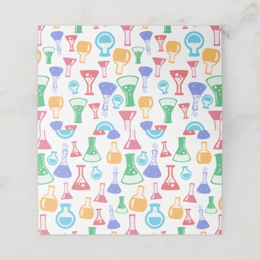 Beakers and Flask Fun Science Pattern Platzkarte (Außenseite Aufgefaltet)