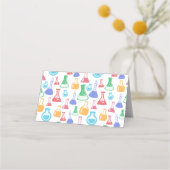 Beakers and Flask Fun Science Pattern Platzkarte (Rückseite)