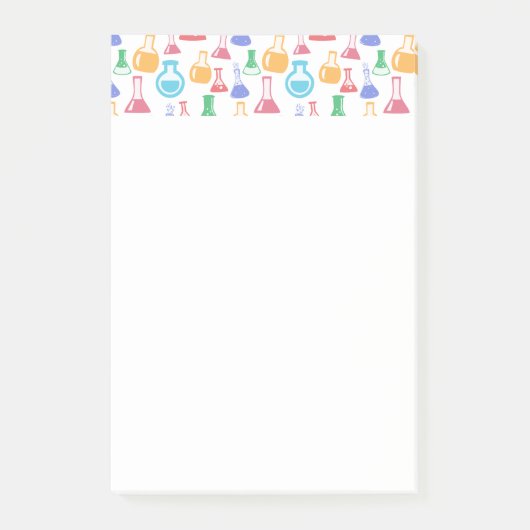 Beakers and Flask Fun Science Pattern Post-it Klebezettel (Vorderseite)
