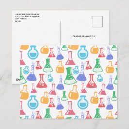 Beakers and Flask Fun Science Pattern Postkarte