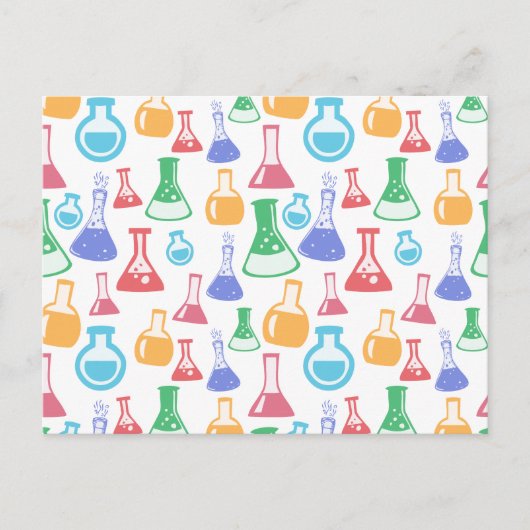 Beakers and Flask Fun Science Pattern Postkarte (Vorderseite)
