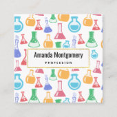 Beakers and Flask Fun Science Pattern Quadratische Visitenkarte (Vorderseite)