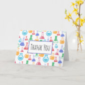 Beakers and Flask Fun Science Pattern Vielen Dank Karte (Gelbe Blume)