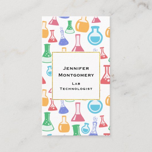Beakers and Flask Fun Science Pattern Visitenkarte (Vorderseite)