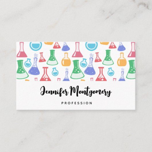 Beakers and Flask Fun Science Pattern Visitenkarte (Vorderseite)