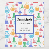 Beakers and Flask Fun Science Pattern Weinetikett (Einzelnes Label)