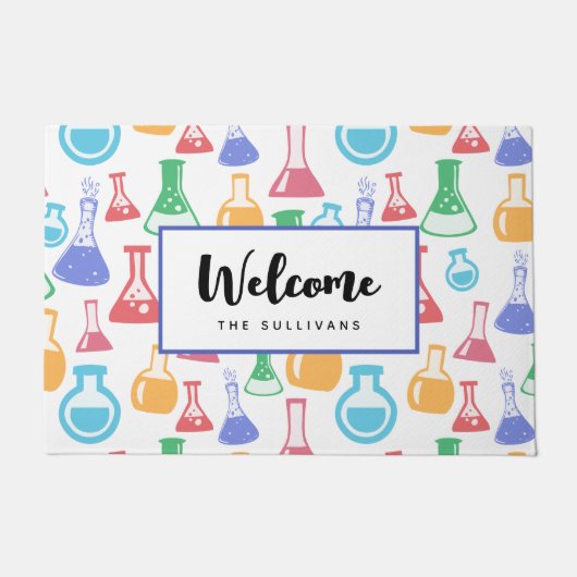 Beakers and Flask Fun Science Pattern Willkommen Fußmatte (Vorderseite)