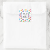 Beakers and Flask Pattern Party Vielen Dank Quadratischer Aufkleber (Tasche)