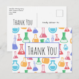 Beakers and Flask Science Pattern Vielen Dank Postkarte