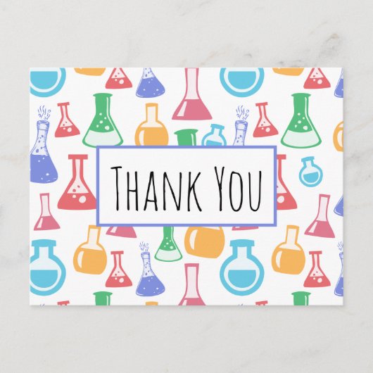 Beakers and Flask Science Pattern Vielen Dank Postkarte (Vorderseite)