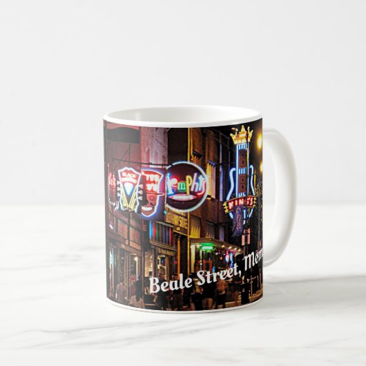 Beale Straße, Memphis, Tennesee Nachtszene Kaffeetasse (VorderseiteRechts)