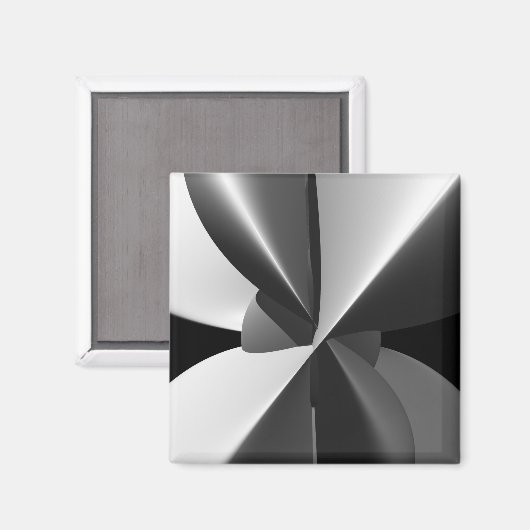 Beam Black & White Abstraktes Fraktal Magnet (Vorderseite/Rückseite)