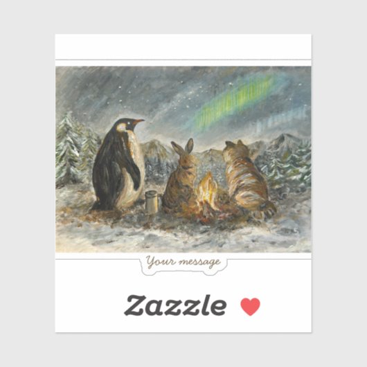 Beam Lingering Whimsical Aurora Animals Painting Aufkleber (Blatt)