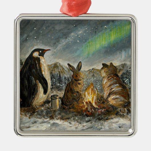 Beam Lingering Whimsical Aurora Animals Painting Ornament Aus Metall (Vorne)