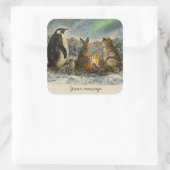 Beam Lingering Whimsical Aurora Animals Painting Quadratischer Aufkleber (Tasche)