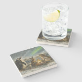 Beam Lingering Whimsical Aurora Animals Painting Steinuntersetzer (Seitenansicht)