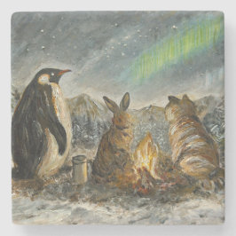 Beam Lingering Whimsical Aurora Animals Painting Steinuntersetzer