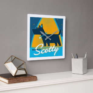 Beam Me Up Scotty Quadratische Wanduhr
