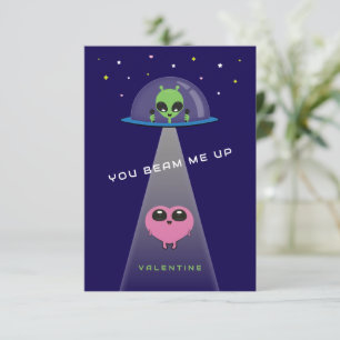 Beam mich hoch UFO-Kinder Valentinskarte Blau & Dankeskarte