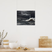 Beam of Light Shining into Stormy Ocean Poster (Küche)