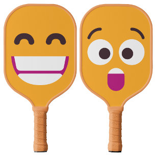 Beaming Face + Astonished Face Custom Colors Pickleball Schläger