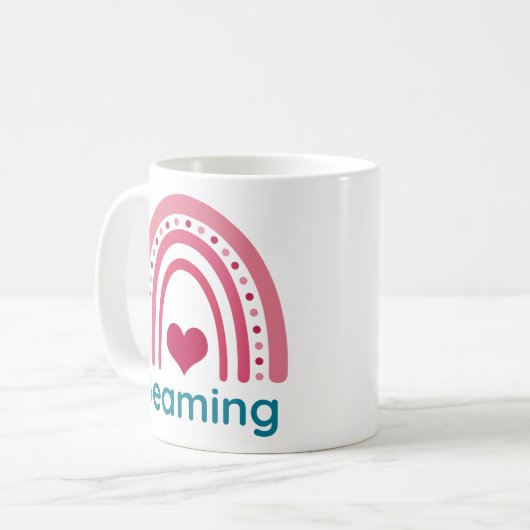 Beaming Viva Magenta Boho Rainbow Kaffeetasse (Vorderseite Links)