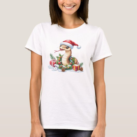 Beaming Weihnachtsschlange T-Shirt (Vorderseite)