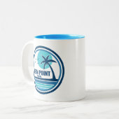 Bean Point Beach Florida Palm Tree Birds Zweifarbige Tasse (Vorderseite Links)