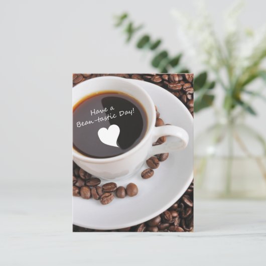 Bean-tastic-Kaffeefeier Einladungspostkarte (Stehend Vorderseite)