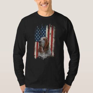 Beängstigend Basset Hound American Flag Patriotic  T-Shirt