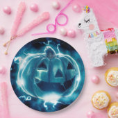 Beängstigend Black and Blue Pumpkin Halloween P Pappteller (Party)