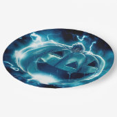 Beängstigend Black and Blue Pumpkin Halloween P Pappteller (Schrägansicht)