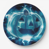Beängstigend Black and Blue Pumpkin Halloween    P Pappteller (Vorderseite)