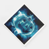 Beängstigend Black and Blue Pumpkin Halloween Serviette (Ecke)