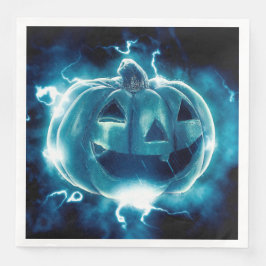 Beängstigend Black and Blue Pumpkin Halloween Serviette