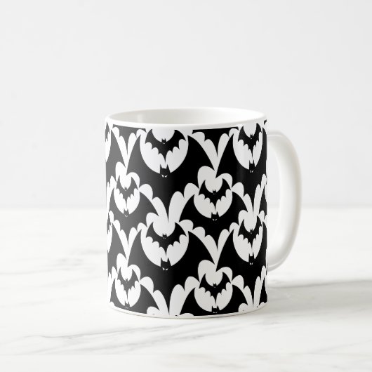 Beängstigend Black Bats Patterns Halloween Kaffeetasse (VorderseiteRechts)