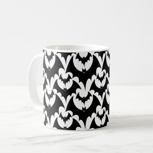 Beängstigend Black Bats Patterns Halloween Kaffeetasse (Vorderseite Links)