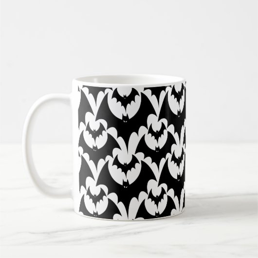 Beängstigend Black Bats Patterns Halloween Kaffeetasse (Links)