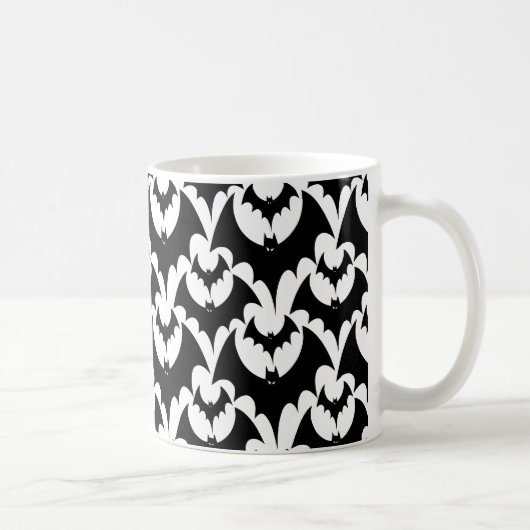 Beängstigend Black Bats Patterns Halloween Kaffeetasse (Rechts)