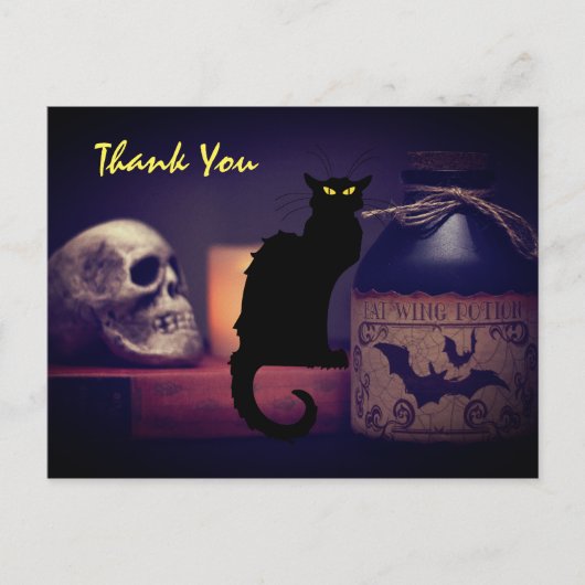 Beängstigend Black Cat und Skull Halloween Vielen Postkarte (Vorderseite)