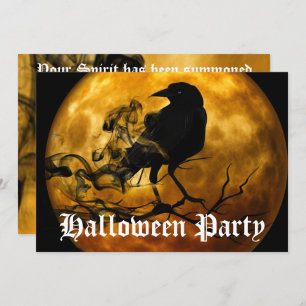 Beängstigend Black Raven Full Moon Halloween-Party Einladung