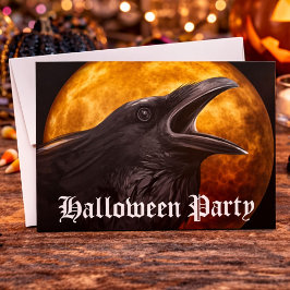 Beängstigend Black Raven Full Moon Halloween-Party Einladung