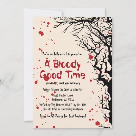 Beängstigend Bloody Blood Spritzer Creepy Hallowee Einladung (Vorderseite)